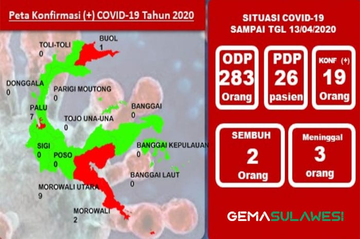 <p>Update terkini virus corona (Foto: Data center Covid19 Sulawesi Tengah ).</p>

