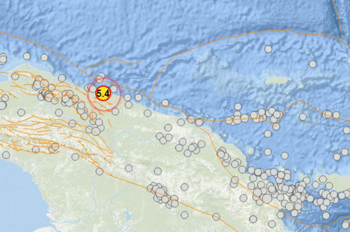 <p>Ket Foto : Foto Satelit Gempa 5,4 Skala Richter di Jayapura (Foto/BMKG)</p>
