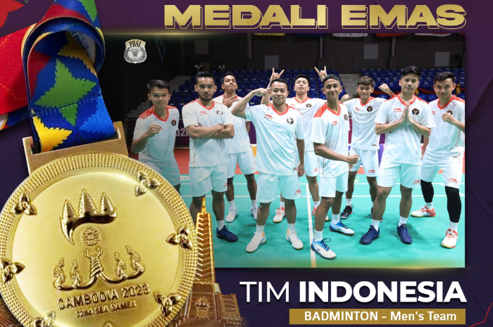 <p>Ket Foto: Foto Raihan medali emas untuk Indonesia di cabor Mens Team Badminton (Foto/Twitter/Kemenpora RI)</p>
