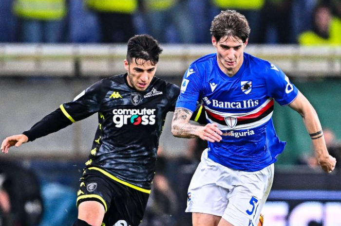 <p>Ket Foto: Foto duel dari pemain Sampdoria vs Empoli di Serie A dini hari tadi dan berakhir seri (Foto/Twitter/UC Sampdoria)</p>

