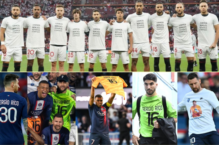 <p>Ket Foto: Foto para pemain sepakbola yang berikan dukungan untuk Sergio Rico (Foto/Twitter/@faktasepakbola)</p>
