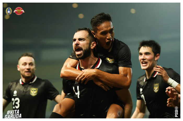 <p>Ket Foto: Foto timnas Indonesia rayakan gol di lapangan (Foto/Twitter/PSSI)</p>