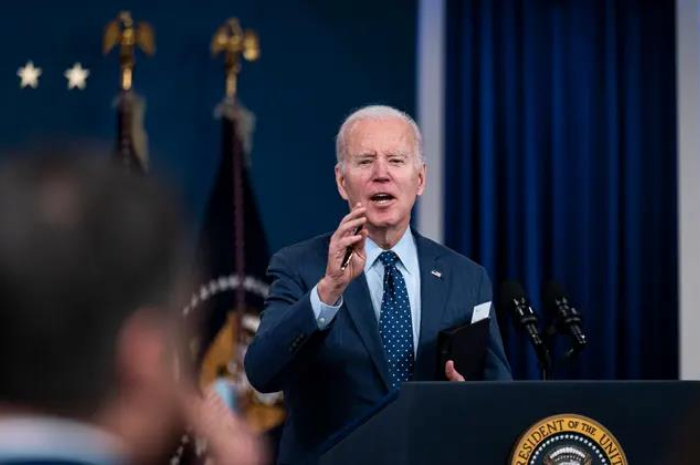 <p>Keterangan Foto: Konferensi pers yang dilakukan Biden terkait balon udara China, (Foto:/Twitter/smithinamerica)</p>
