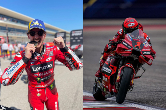 <p>Ket. Foto: Francesco Bagnaia pembalap Ducati yanag jadi pemenang sprint race di MotoGP Amerika 2023 (Foto/Instagram/@ducaticorse)</p>
