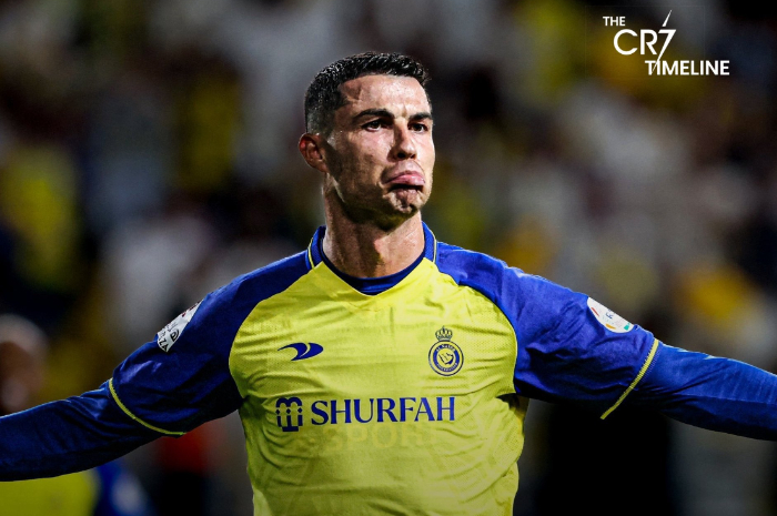 <p>Ket Foto: Foto Cristiano Ronaldo saat selebrasi di lapangan (Foto/Twitter/@idextratime)</p>
