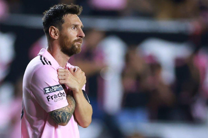 <p>Ket Foto: Foto Lionel Messi lakukan selebrasi di Inter Miami (Foto/Twitter/@faktasepakbola)</p>
