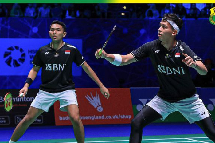 <p>Ket. Foto: Pasangan Ganda Putra Fajar Alfian/M. Rian Ardianto (Foto/Instagram/@badminton.ina)</p>
