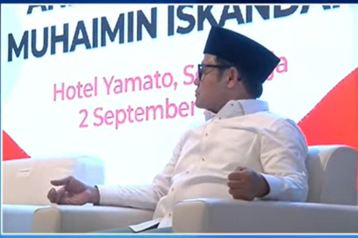 <p>Ket Foto: Foto dari Muhaimin Iskandar di deklarasi bacapres dan bacawapres (Foto/Youtube/MetroTV)</p>
