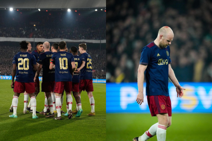 <p>Ket. Foto: Para pemain Ajax Amsterdam dan Davy Klaassen yang kepalanya bocor terkena benda lemparan suporter (Foto/Instagram/@afcajax)</p>
