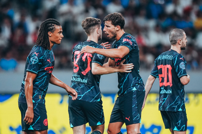 <p>Ket Foto: Foto skuad Manchester City saat laga Friendly Match melawan Bayern Munchen (Foto/Twitter/@idextratime)</p>
