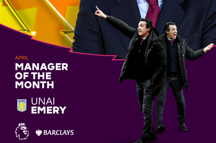 <p>Ket Foto: Foto manajer terbaik Aston Villa, Unai Emery yang berhasil raih MOTM April (Foto/Twitter/Premier League)</p>

