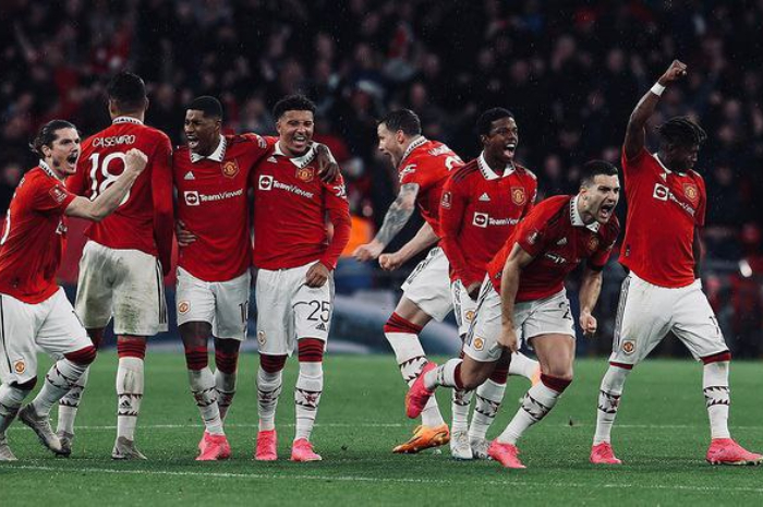 <p>Ket. Foto: Para pemain Manchester United merayakan lolosnya mereka ke Final Piala FA (Foto/Instagram/@manchesterunited)</p>
