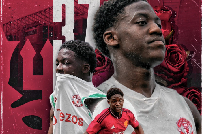 <p>Ket Foto: Foto poster pemain Manchester United, Kobbe Mainoo (Foto/Twitter/@idextratime)</p>

