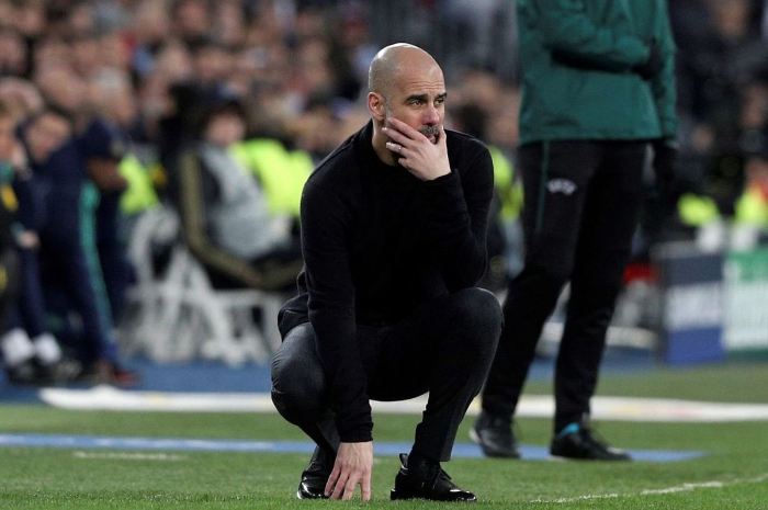 <p>Ket Foto: Foto pelatih Manchester City, Pep Guardiola di lapangan (Foto/Twitter/Manchester City)</p>
