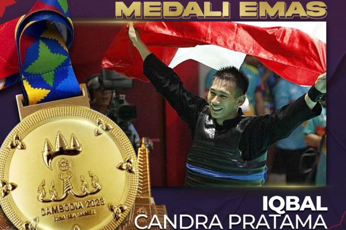 <p>Ket Foto: Foto Raihan emas ke-26 oleh Iqbal Candra Pratama di cabor Pencak Silat (Foto/Twitter/Kemenpora RI)</p>
