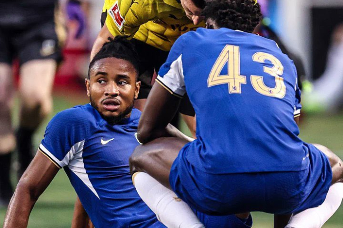 <p>Ket Foto: Foto Christopher Nkunku yang alami cedera berat (Foto/Twitter/@idextratime)</p>
