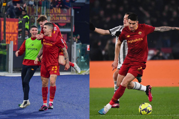<p>Ket. Foto: Para Pemain AS Roma Ketika Melawan Juventus (Foto/Instagram/@officialasroma)</p>
