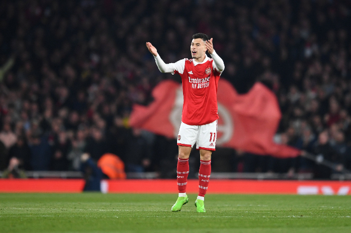 <p>Ket Foto: Foto pemain Arsenal di lapangan (Foto/Twitter/Arsenal)</p>
