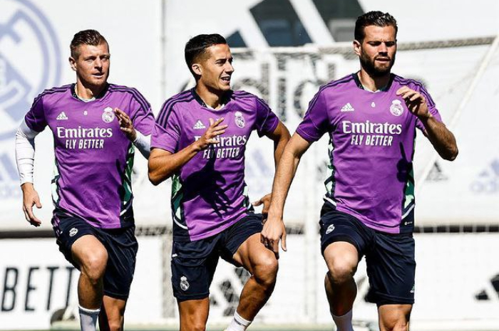 <p>Ket. Foto: Para pemain Real Madrid yang sedang menjalani latihan untuk persiapan laga selanjutnya (Foto/Instagram/@realmadrid)</p>
