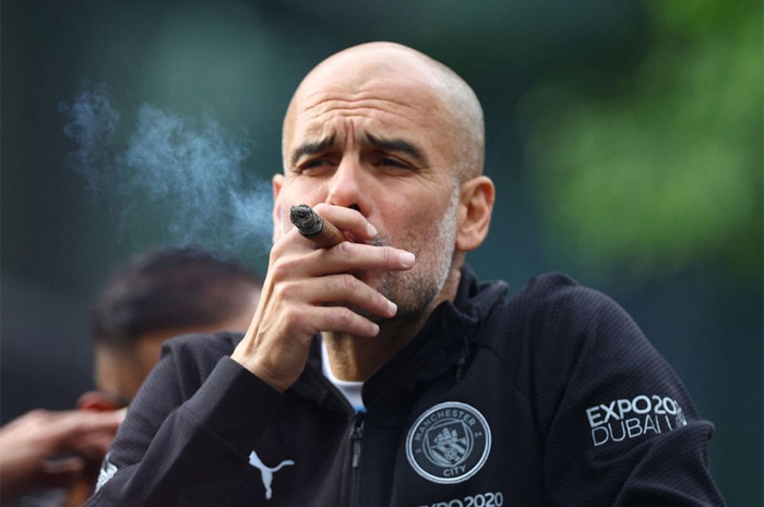 <p>Ket Foto: Foto pelatih Manchester City yang hebat, Pep Guardiola (Foto/Twitter/@faktasepakbola)</p>
