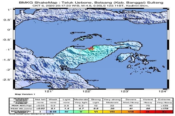 <p>Gempa bumi magnitudo 4,8 Guncang Banggai Sulteng (Foto: BMKG)</p>
