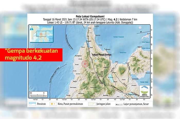 <p>Foto: Rilis BMKG terkait Gempa Donggala Hari Ini, Selasa 16 Maret 2021.</p>
