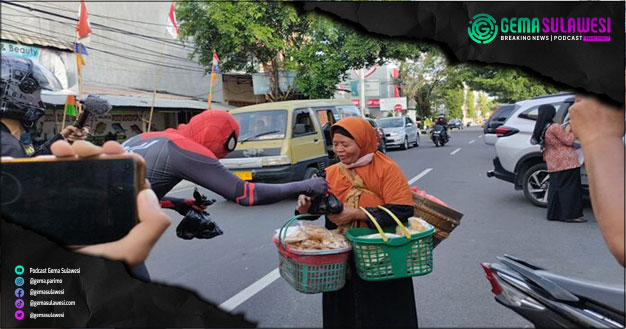 <p>Spiderman Parepare baikan telur gratis (Foto/Istimewa)</p>
