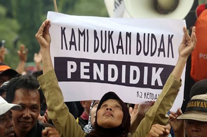 <p>Foto: Illustrasi unjuk rasa tenaga honorer.</p>
