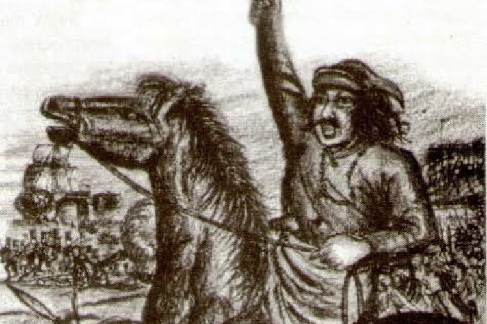 <p>Ket. Lukisan Ilustrasi tentang I Tolok Daek Magassing (Foto/Zainudin Tika) </p>
