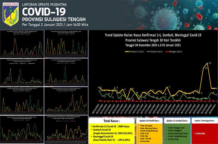 <p>Foto: Rilis Update Covid 19 Pusdatina Sulteng 2 Januari 2021.</p>
