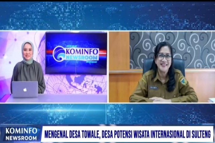 <p>Keterangan Foto : Wawancara Virtual yang diikuti Kadis Pariwisata Sulteng dalam rangka mengenalkan wisata Desa Towale, (Foto/Humas Pemprov Sulteng)</p>

