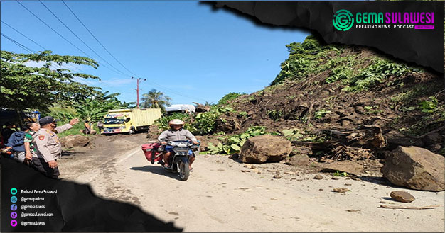 <p>Ket Foto: Tanah longsor di Jalan Trans Sulawesi Poros Majene-Mamuju, Majene, Sulawesi Barat. Polisi memberlakukan sistem buka tutup di lokasi longsor Majene, (Foto/Facebook Polres Majene)</p>

