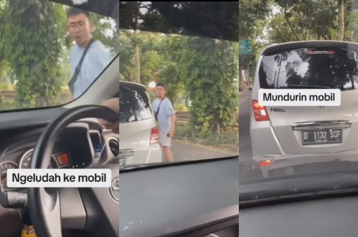 <p>Ket Foto: aksi cekcok pengendara mobil hingga meludahi mobil pengendara lainnya di Bandung (Foto/Instagram/@lensa_berita_jakarta)</p>
