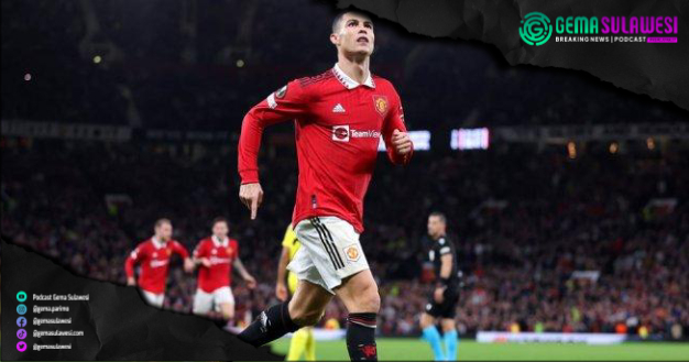 <p>Selebrasi bintang Manchester United, Cristiano Ronaldo usai mencetak gol ke gawang Sheriff Tiraspol pada lanjutan Grup E Liga Europa 2022/23 di Old Trafford, Jumat (28/10/2022) dini hari WIB. Foto by www.twitter.com/EuropaLeague</p>
