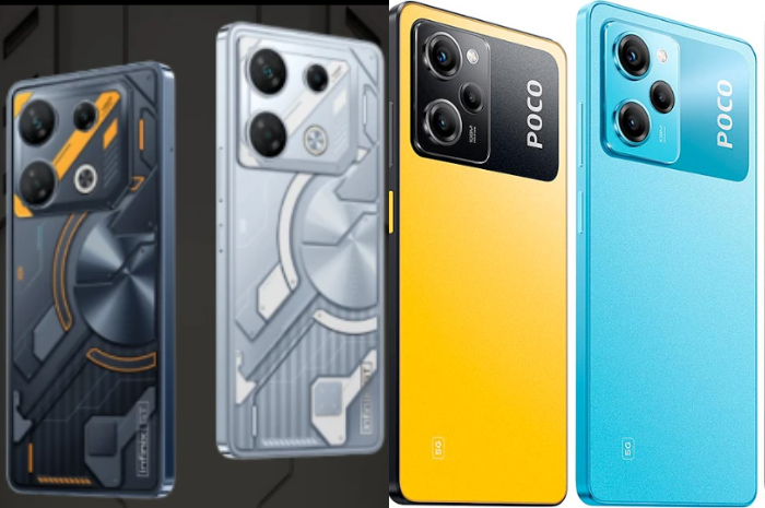 <p>Foto HP Infinix GT 10 Pro Vs Poco X5 Pro (foto/website resmi Infinix/Poco)</p>
