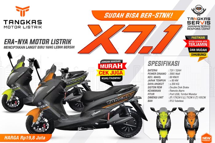 <p>Ket foto: keunggulan spesifikasi motor listrik Tangkas X7 (foto/website/tangkasmotor.co.id)</p>
