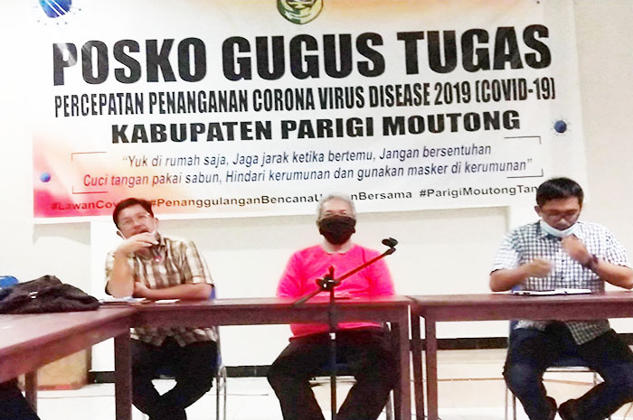 <p>Press conference Gugus Tugas Penanganan Virus Corona Parigi Moutong, di Sekretariat Gugus Tugas Diklat Parimo, Senin 22 Juni 2020.</p>
