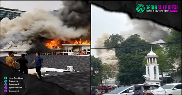 <p>Ket Foto: Kebakaran di Gedung Balai Kota Bandung (Foto/ Screenshoot Video Facebook Bun Bunyamin)</p>
