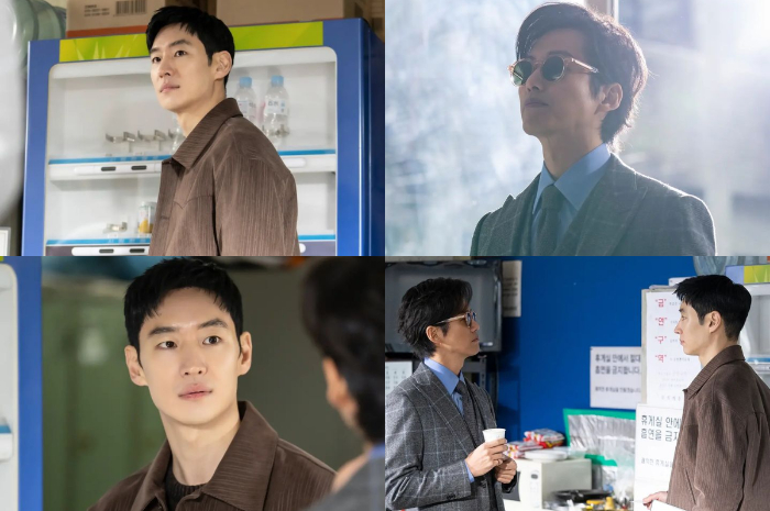 <p>Ket. Foto: Still Cut Drama Taxi Driver 2 Episode 9, Kim Do Ki Bertemu Pengacara Prik Cheon Ji Hoon (Foto/Intsagram/@coppamagz)</p>