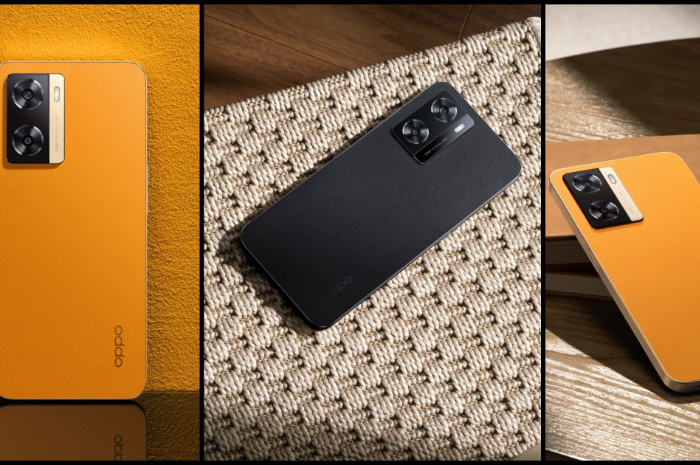 <p>Ket. Foto: HP Oppo A77S Varian Warna Sunset Orange Design Fiberglass Leather dan Varian Warna Starry Black Design Oppo Glow, Gebrakan Series Pertama yang Mempunyai Desain Berbeda dari Oppo (Foto/Pinterest)</p>
