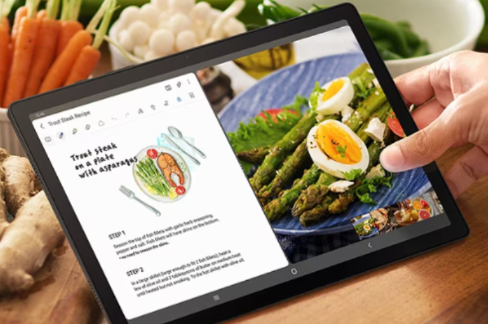 <p>Foto Samsung Tab A8 LTE dengan desain gaya klasik kontemporer (foto/website resmi Samsung)</p>

