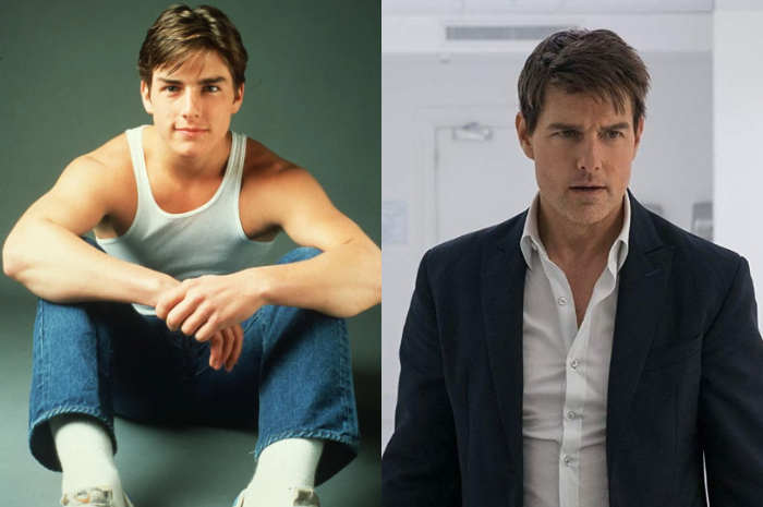 <p>Ket. Foto: Tom Cruise Ketika Muda dan Sekarang (Foto/Pinterest)</p>
