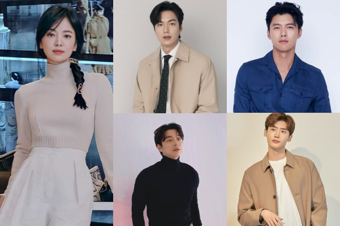 <p>Ket: Foto: Song Hye Kyo, Lee Min Ho, Gong Yoo, Hyun Bin, dan Lee Jong Suk 5 Top Selebritis Korea Selatan di Seluruh Dunia (Foto/Pinterest)</p>
