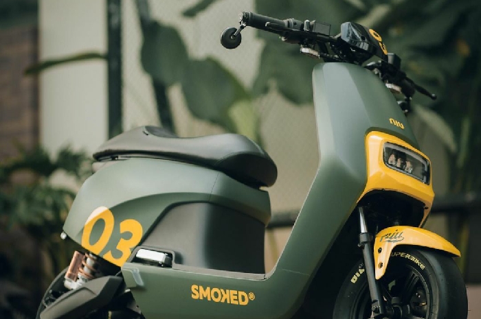 <p>Motor listrik NIU GOVA 03 warna hijau army ini adalah model costum (Foto/Instagram/Smoked Garage) </p>
