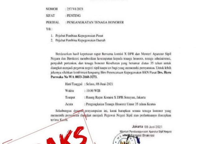 <p>Foto: Surat palsu pengangkatan tenaga honor.</p>
