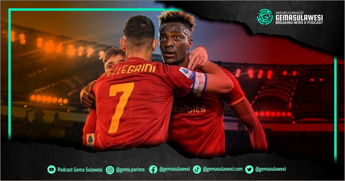 <p>Selebrasi Tammy Abraham di laga AS Roma vs Lazio, Serie A 2021/22 © AP Photo</p>
