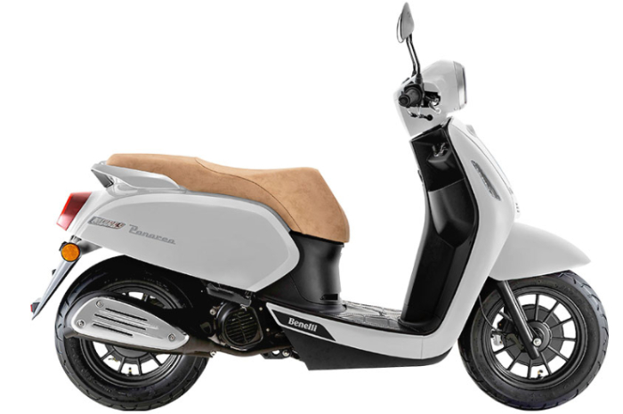 <p>Ket Foto: Benelli Panarea dengan warna putih dan sadel beige yang memberikan tampilan unik (Foto/Website Resmi Benelli)</p>
