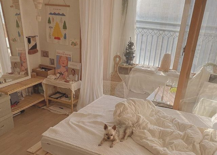 Ket. Foto: Inspirasi desain kamar tidur ala korea (Foto/Pinterest @pastelretro)