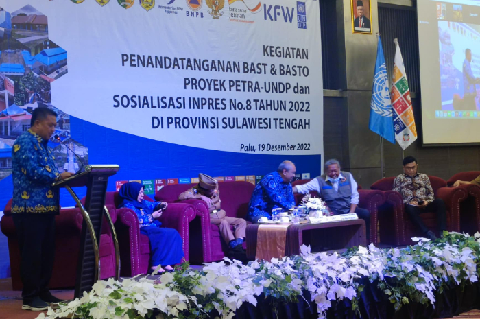 <p>Ket Foto: Kegiatan Penandatanganan BAST & BASTO Proyek PETRA-UNDP dan Sosialisasi INPRES No. 8 Tahun 2022 di Provinsi Sulawesi Tengah. (Foto/Facebook Prokopim Kabupaten Sigi)</p>