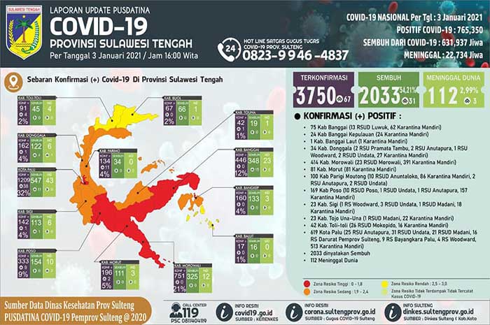 <p>Foto: Update Covid 19 Sulteng Periode 3 Januari 2021.</p>

